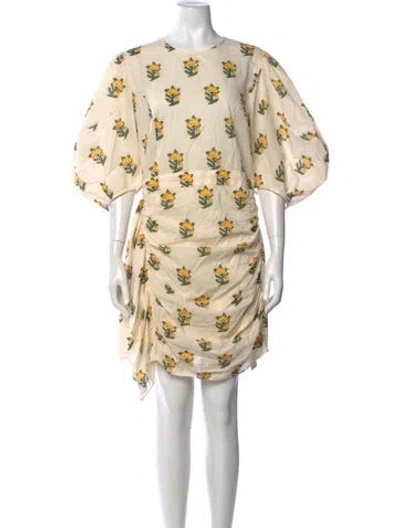 Pre-owned Rhode Floral Print Mini Dress In Neutral