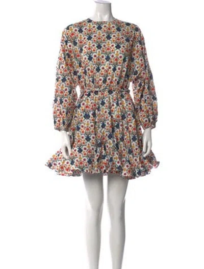 Pre-owned Rhode Floral Print Mini Dress In Neutral