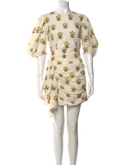 Pre-owned Rhode Floral Print Mini Dress In Neutral