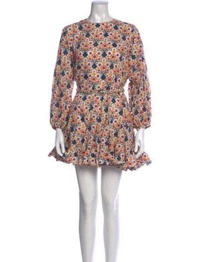 Pre-owned Rhode Floral Print Mini Dress In Neutrals