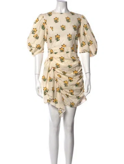 Pre-owned Rhode Floral Print Mini Dress In Neutrals