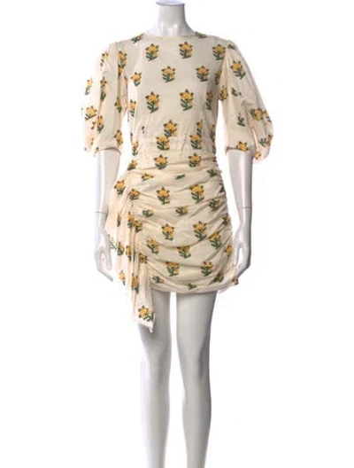 Pre-owned Rhode Floral Print Mini Dress In Neutrals
