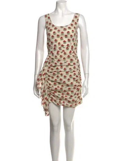 Pre-owned Rhode Floral Print Mini Dress In Neutrals