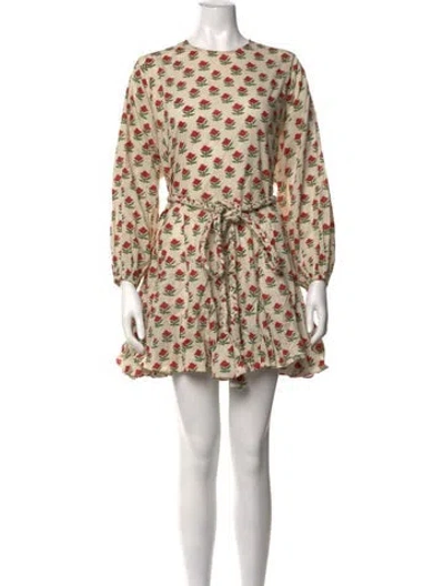 Pre-owned Rhode Floral Print Mini Dress In Neutrals