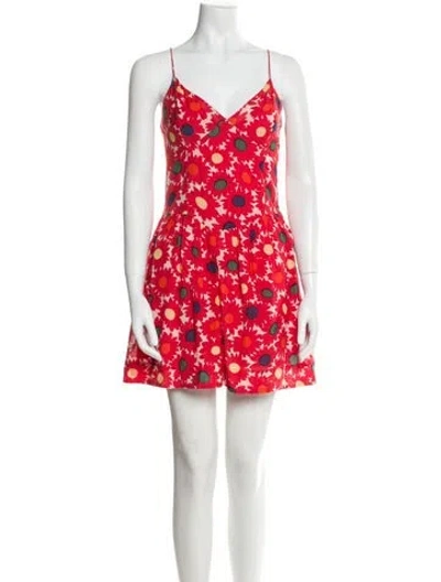 Pre-owned Rhode Floral Print Mini Dress In Orange