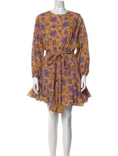 Pre-owned Rhode Floral Print Mini Dress In Orange
