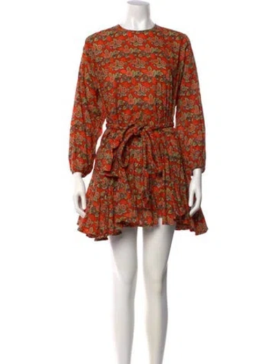 Pre-owned Rhode Floral Print Mini Dress In Orange