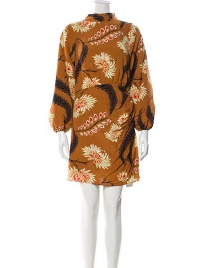 Pre-owned Rhode Floral Print Mini Dress In Orange