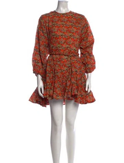 Pre-owned Rhode Floral Print Mini Dress In Orange