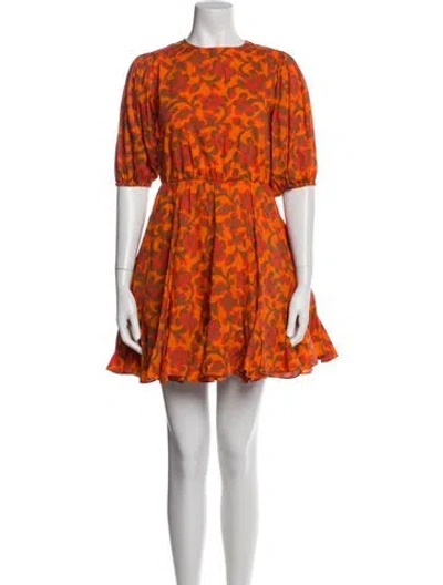 Pre-owned Rhode Floral Print Mini Dress In Orange