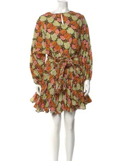 Pre-owned Rhode Floral Print Mini Dress In Orange