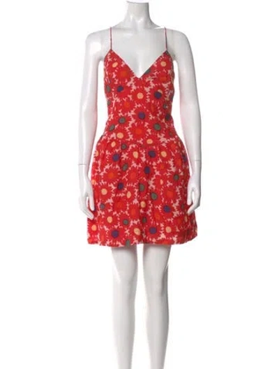 Pre-owned Rhode Floral Print Mini Dress In Orange