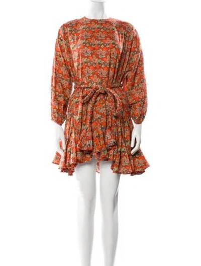 Pre-owned Rhode Floral Print Mini Dress In Orange