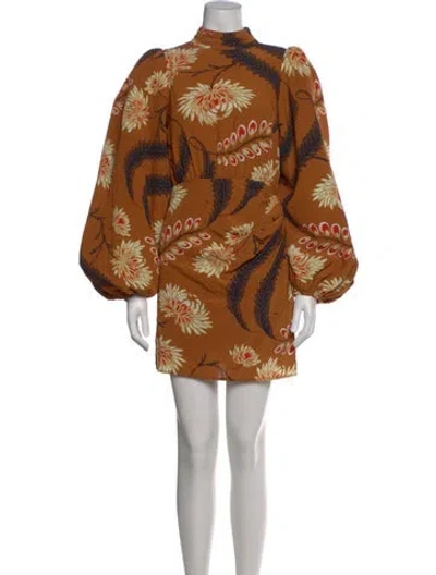 Pre-owned Rhode Floral Print Mini Dress In Orange