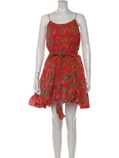 Pre-owned Rhode Floral Print Mini Dress In Orange