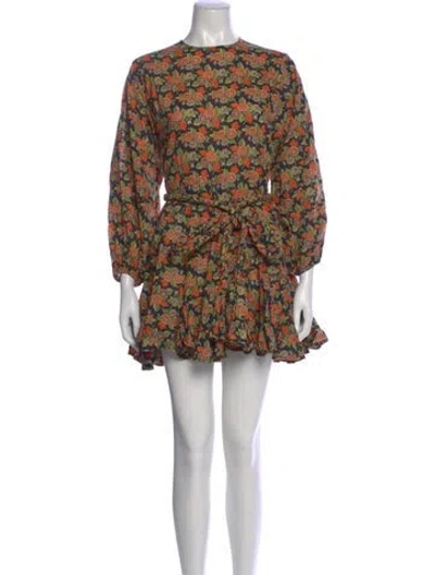 Pre-owned Rhode Floral Print Mini Dress In Orange