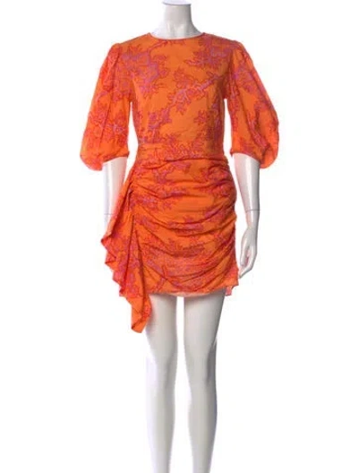 Pre-owned Rhode Floral Print Mini Dress In Orange