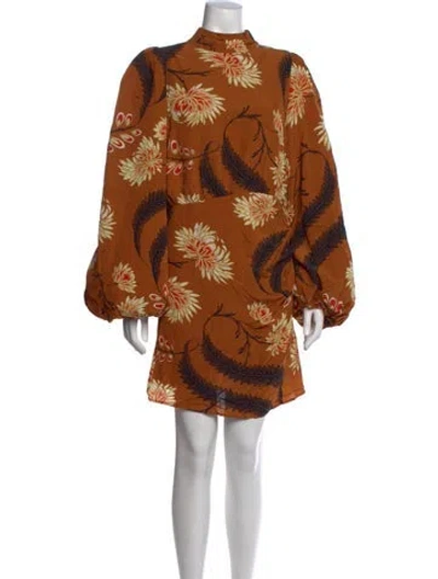 Pre-owned Rhode Floral Print Mini Dress In Orange