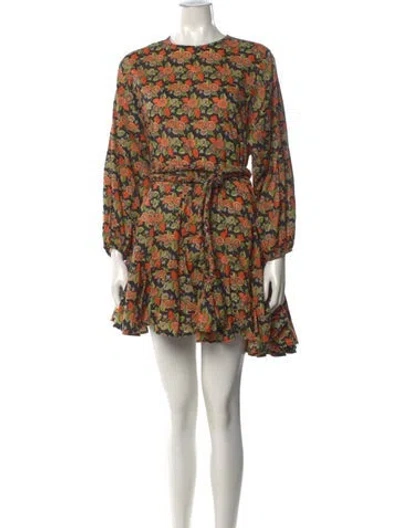 Pre-owned Rhode Floral Print Mini Dress In Orange