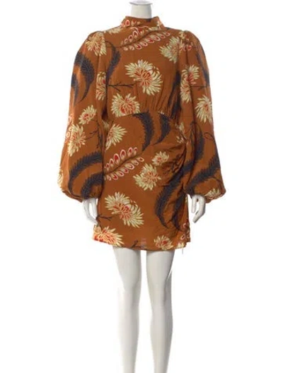 Pre-owned Rhode Floral Print Mini Dress In Orange