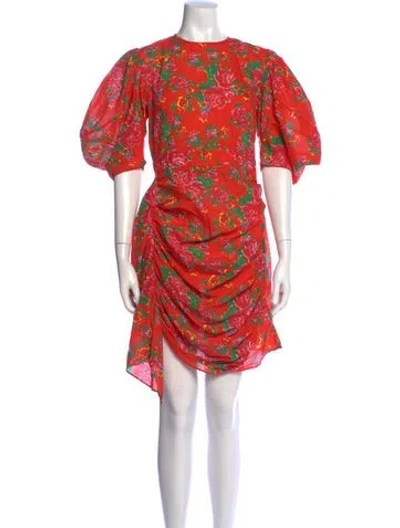 Pre-owned Rhode Floral Print Mini Dress In Orange