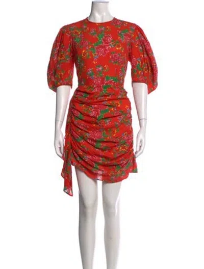 Pre-owned Rhode Floral Print Mini Dress In Orange