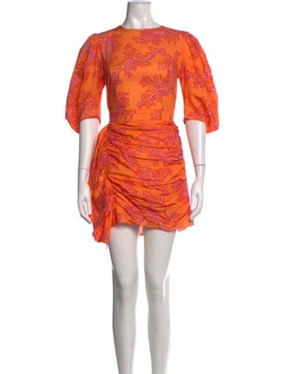 Pre-owned Rhode Floral Print Mini Dress In Orange