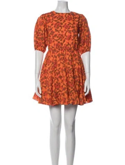 Pre-owned Rhode Floral Print Mini Dress In Orange
