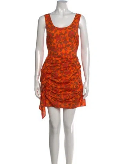 Pre-owned Rhode Floral Print Mini Dress In Orange