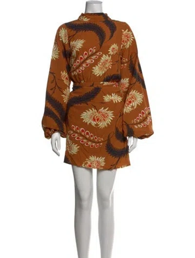 Pre-owned Rhode Floral Print Mini Dress In Orange