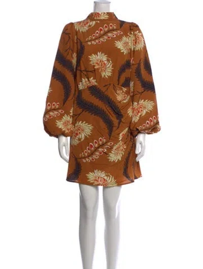 Pre-owned Rhode Floral Print Mini Dress In Orange