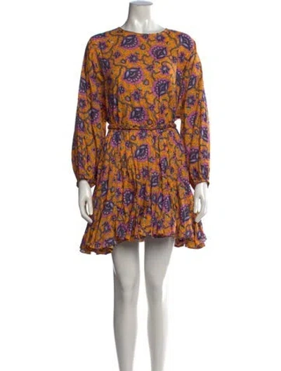 Pre-owned Rhode Floral Print Mini Dress In Orange