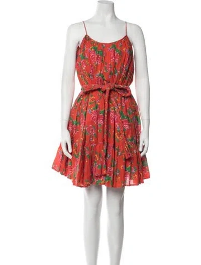 Pre-owned Rhode Floral Print Mini Dress In Orange