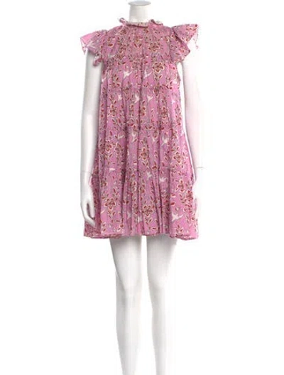 Pre-owned Rhode Floral Print Mini Dress In Pink