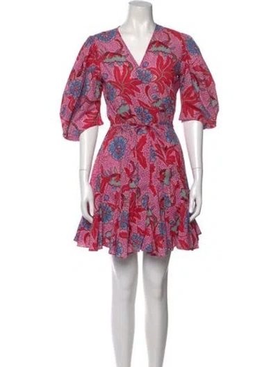 Pre-owned Rhode Floral Print Mini Dress In Pink