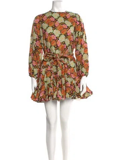 Pre-owned Rhode Floral Print Mini Dress In Pink