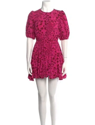 Pre-owned Rhode Floral Print Mini Dress In Pink