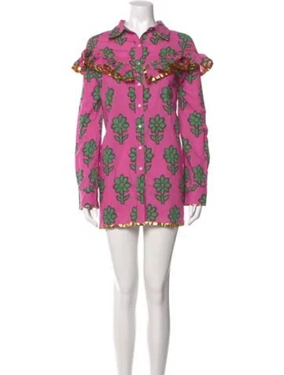 Pre-owned Rhode Floral Print Mini Dress In Pink