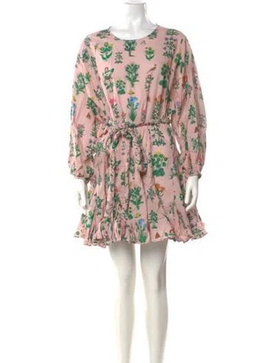 Pre-owned Rhode Floral Print Mini Dress In Pink