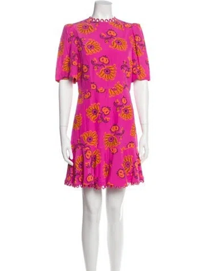 Pre-owned Rhode Floral Print Mini Dress In Pink