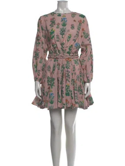 Pre-owned Rhode Floral Print Mini Dress In Pink