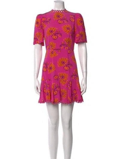Pre-owned Rhode Floral Print Mini Dress In Pink