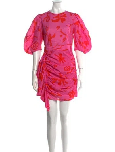 Pre-owned Rhode Floral Print Mini Dress In Pink