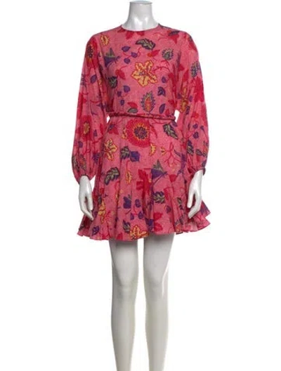 Pre-owned Rhode Floral Print Mini Dress In Pink