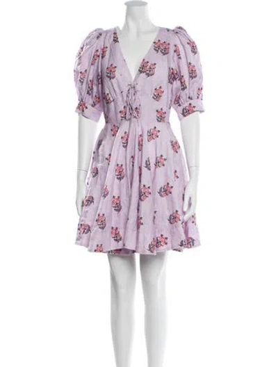 Pre-owned Rhode Floral Print Mini Dress In Purple