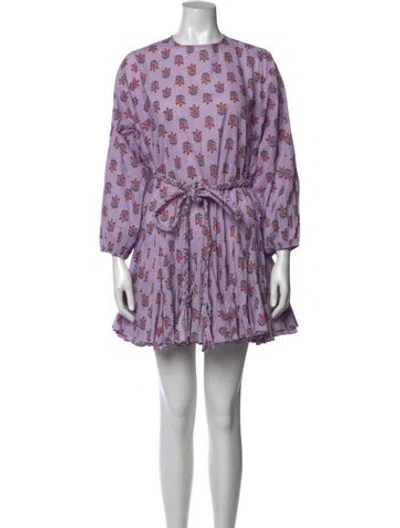 Pre-owned Rhode Floral Print Mini Dress In Purple