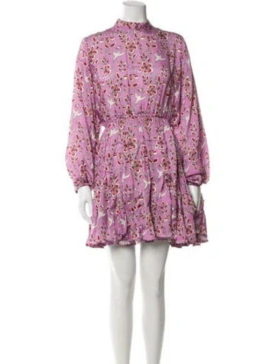 Pre-owned Rhode Floral Print Mini Dress In Purple