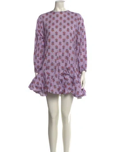 Pre-owned Rhode Floral Print Mini Dress In Purple