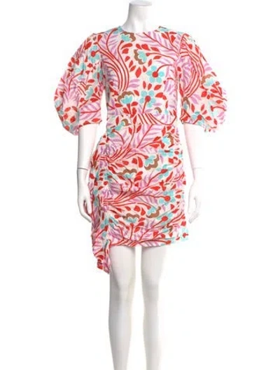 Pre-owned Rhode Floral Print Mini Dress In Purple