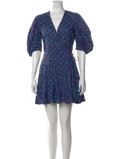 Pre-owned Rhode Floral Print Mini Dress In Purple